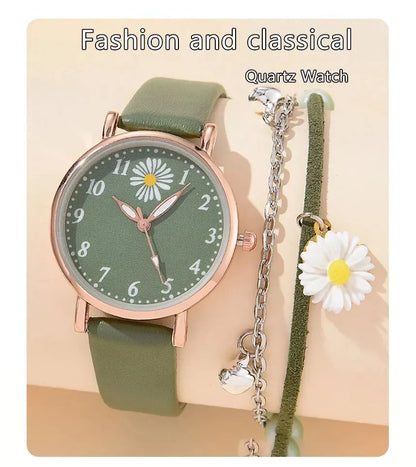 New Watch for Women Dress Romantic Bracelet WristWatch Fashion Ladies Leather Quartz Watch Clock Women Montre Femme