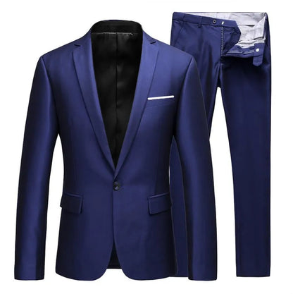 2024 Men's Business Fashion High Quality Gentleman Black 2 Piece Suit Set / Blazers Coat Jacket Pants Classic Trousers