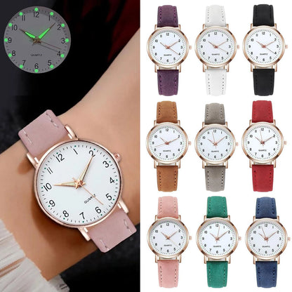 Senhoras Relógio Feminino Retro Luminoso Cravejado De Diamantes Cinto De Couro Relógio De Quartzo Feminino Simplicidade Decoração Casual Relógios De Pulso