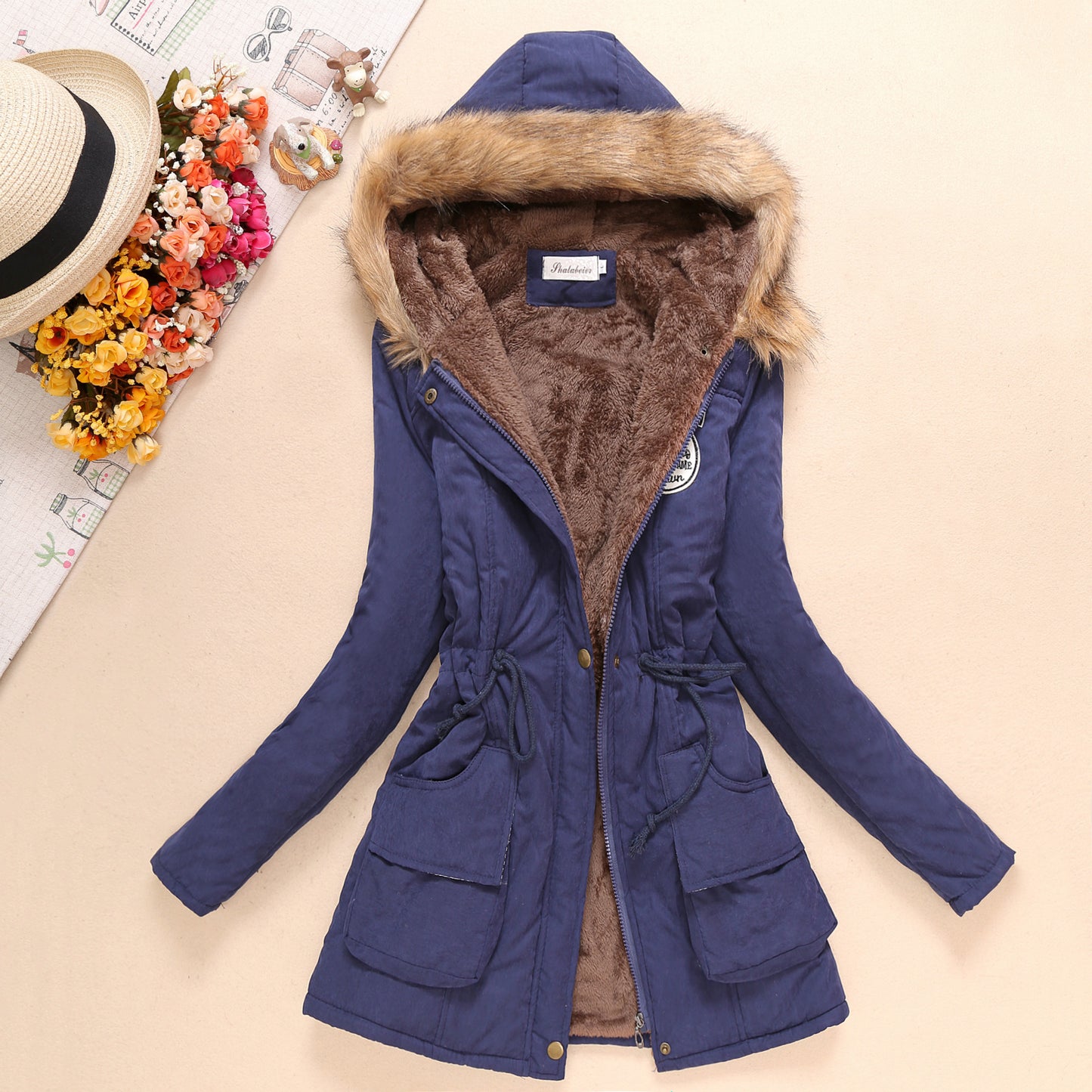 2023 New Autumn Winter Women Cotton Jacket Padded Casual Slim Coat Emboridery Hooded Parkas Wadded Warm Overcoat