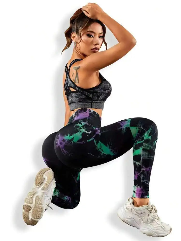 Tie Dye Seamless Leggings Women for Gym Yoga Pants Push Up Workout Sports Leggings  High Waist Tights Ladies Fitness Clothing