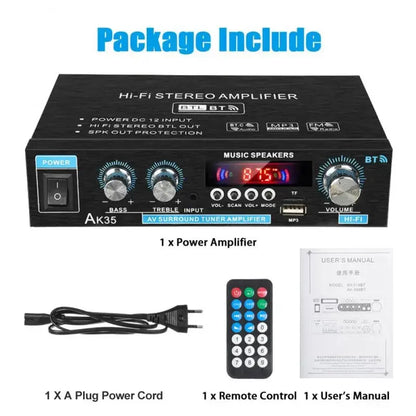 HiFi Digital AK35 Bluetooth Amplifiers MP3 Channel 2.0 Sound AMP Support 110V-240V for Home Car FM USB Remote Control