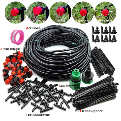 10-30M Garden 1/4'' Drip Irrigation Kit Automatic Watering System Nozzles for Farmland Bonsai Plant Flower Vegetable Greenhouse