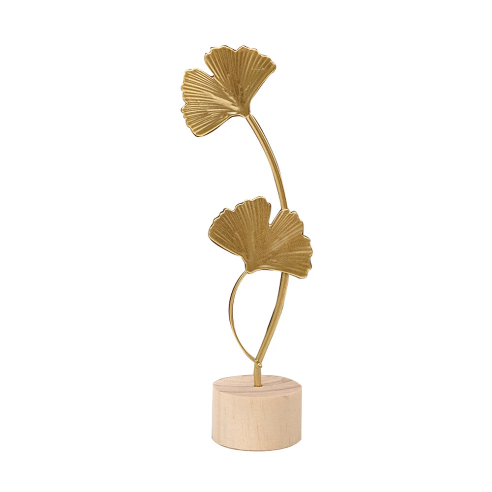 Nordic Gold Ginkgo Leaf Crafts Folhas Escultura Luxo Sala de estar Decoração Acessórios Decoração para casa Escritório Desktop Ornamentos