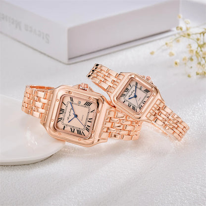 Luxury Branded Women Watches 2023 Simple Square Roman Calendar Women Quartz Watch Fashion Stainless Steel Strap Ladies Clock