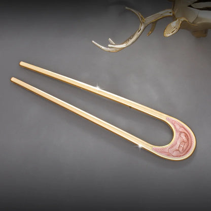 Fashion Luxury Silver Gold Color Elegant Shell Enamel Hairpin for Women Metal U Shape Hair Stick Hairwear Accessories Jewelry