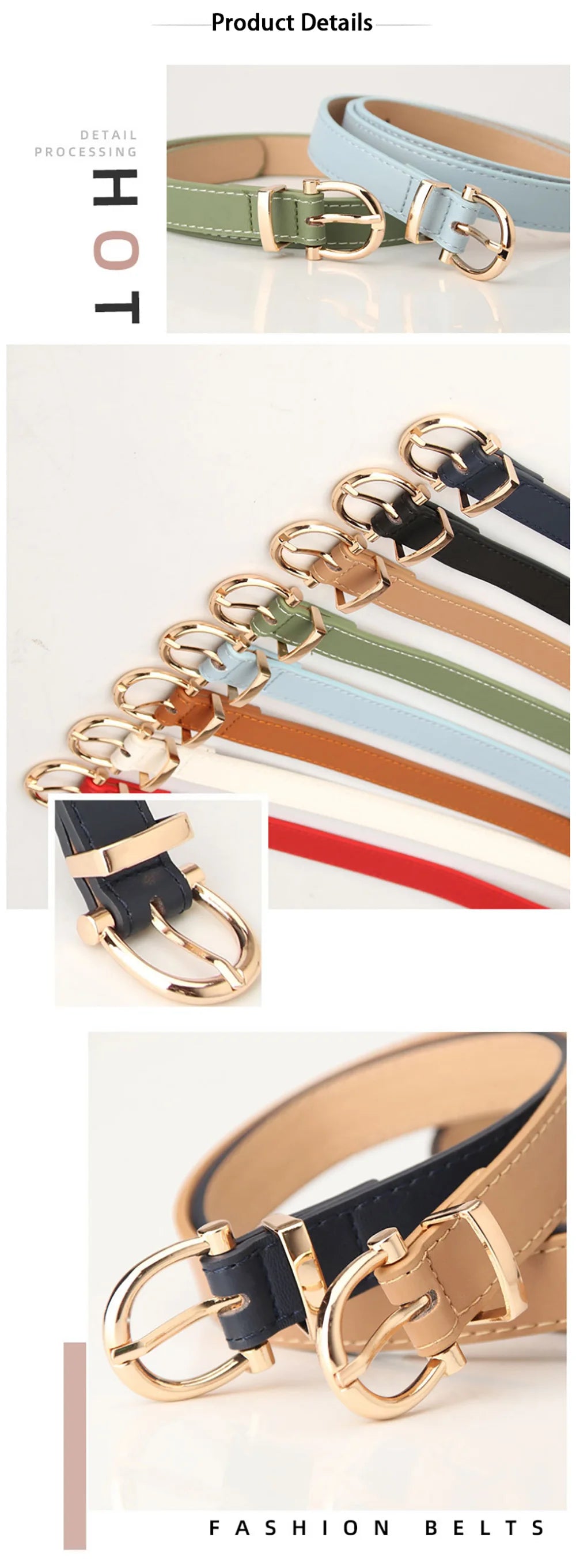 2024 Women Belts New PU Leather Simple Metal Buckle Belt Girls Dress Jean Pants Waistband Belts for Lady Luxury Designer Brand