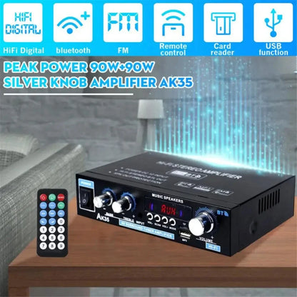 HiFi Digital AK35 Bluetooth Amplifiers MP3 Channel 2.0 Sound AMP Support 110V-240V for Home Car FM USB Remote Control