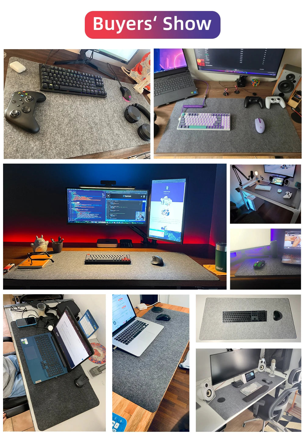 Protetor de mesa de computador de escritório de tamanho grande Tapete de lã de feltro para mouse Almofada para laptop Tapete de teclado antiderrapante Acessórios para jogos