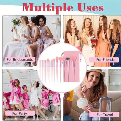 13pcs Premium Synthetic Nylon Bristle Makeup Brush Set - Soft, Gentle, and Cruelty-Free for Flawless Foundation, Blush, Powder,