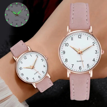 2024 New Exquisite and practical Ladies Diamond-Studded Luminous Retro Female Watch Belt Quartz Modern minimalist Watch