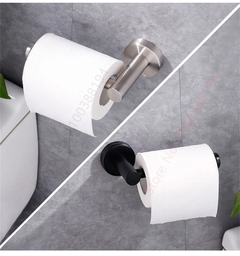 Adhesive Toilet Paper Holder Wall Mount For Bathroom Kitchen Silver Gold Black Towel Storage Stand Stainless Steel Tissue Rack