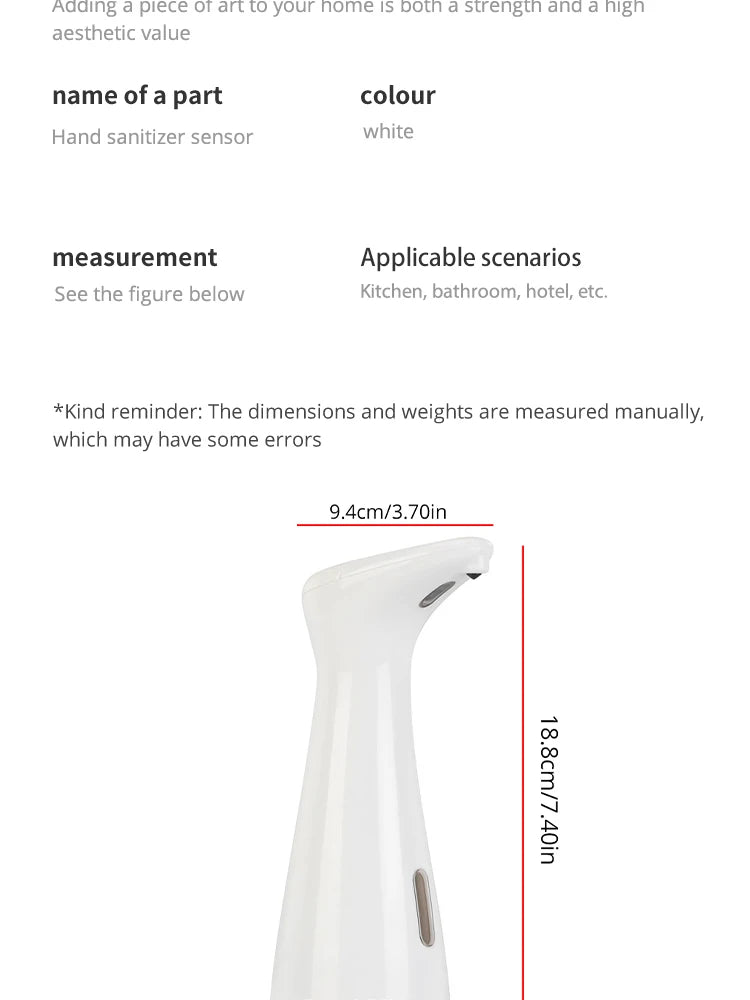 Automatic Sensor Soap Dispenser White High Quality Abs Waterproof Hand Soap Sensor Bathroom Smart Wash Handpiece