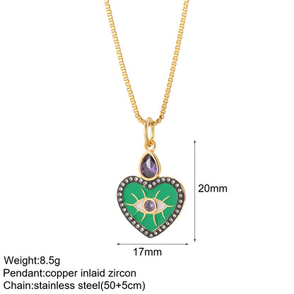 Cute Heart Sun Moon Star Evil Blue Eye Necklace for Women Gold Color Dijes Rainbow Red Love Pendant Long Stainless Steele Chains