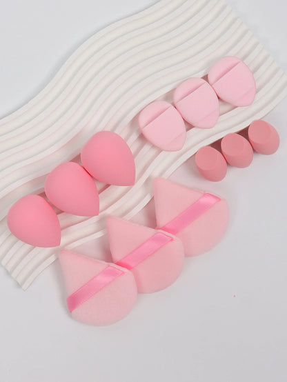 12-Piece All-Purpose Makeup Sponge Set, Made of 3 loose Powder Puffs, 3 Mini Air Cushion Puffs, 3 Beauty Eggs and 3 Mini Beauty