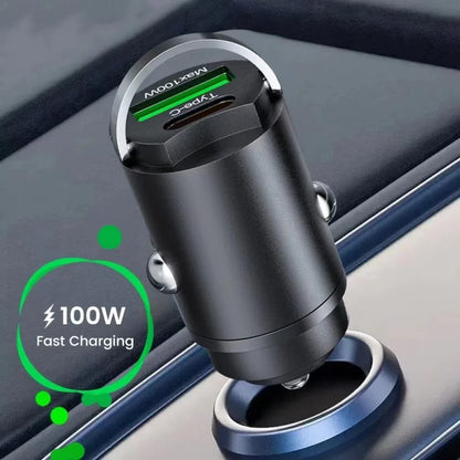 100W Mini Car Charger PD Type C Fast Charging For iPhone 15 QC 3.0 Mini USB C Car Mobile Phone Charger For Samsung Xiaomi Huawei