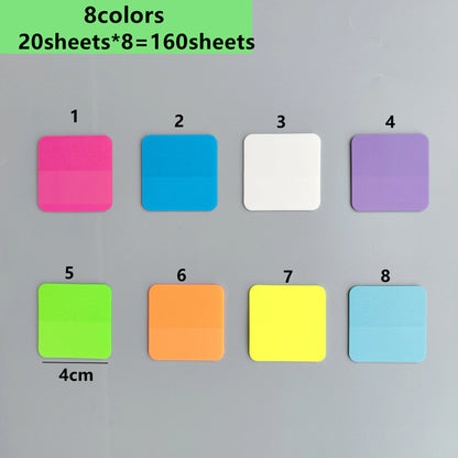 160 folhas 8 cores transparentes notas adesivas raspas adesivos blocos de notas papel transparente bloco de notas papelaria escolar material de escritório