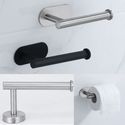 black Toilet Roll Paper Towel Toilet wall Holder Stainless Steel Organizers holder bathroom Self Adhesive Punch-Free Rack Tissue