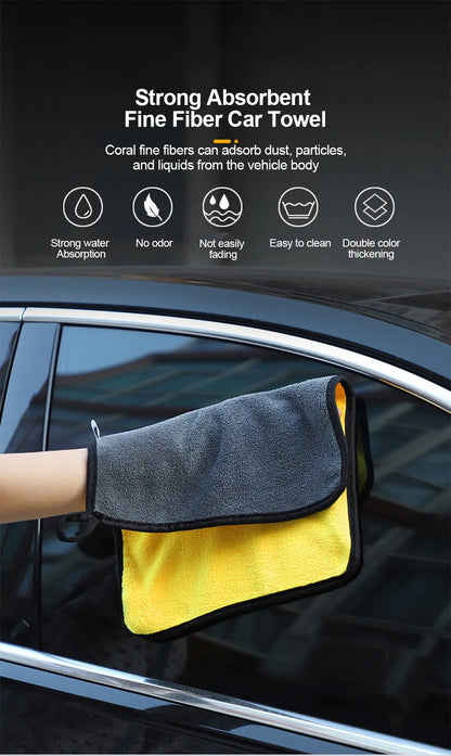 3/5/10Pcs Car Wash Microfiber Towel 30x30/60CM Car Cleaning Drying Cloth Hemming Car Care Cloth Detailing Car Wash Towel