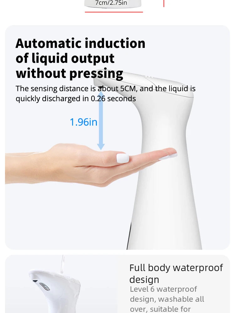 Automatic Sensor Soap Dispenser White High Quality Abs Waterproof Hand Soap Sensor Bathroom Smart Wash Handpiece