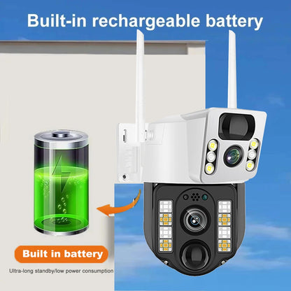 4K Solar Camera 4G SIM Card WiFi Dual Lens 8MP HD Night Vision IP CCTV Surveillance PTZ PIR Human Detection Alarm Waterproof