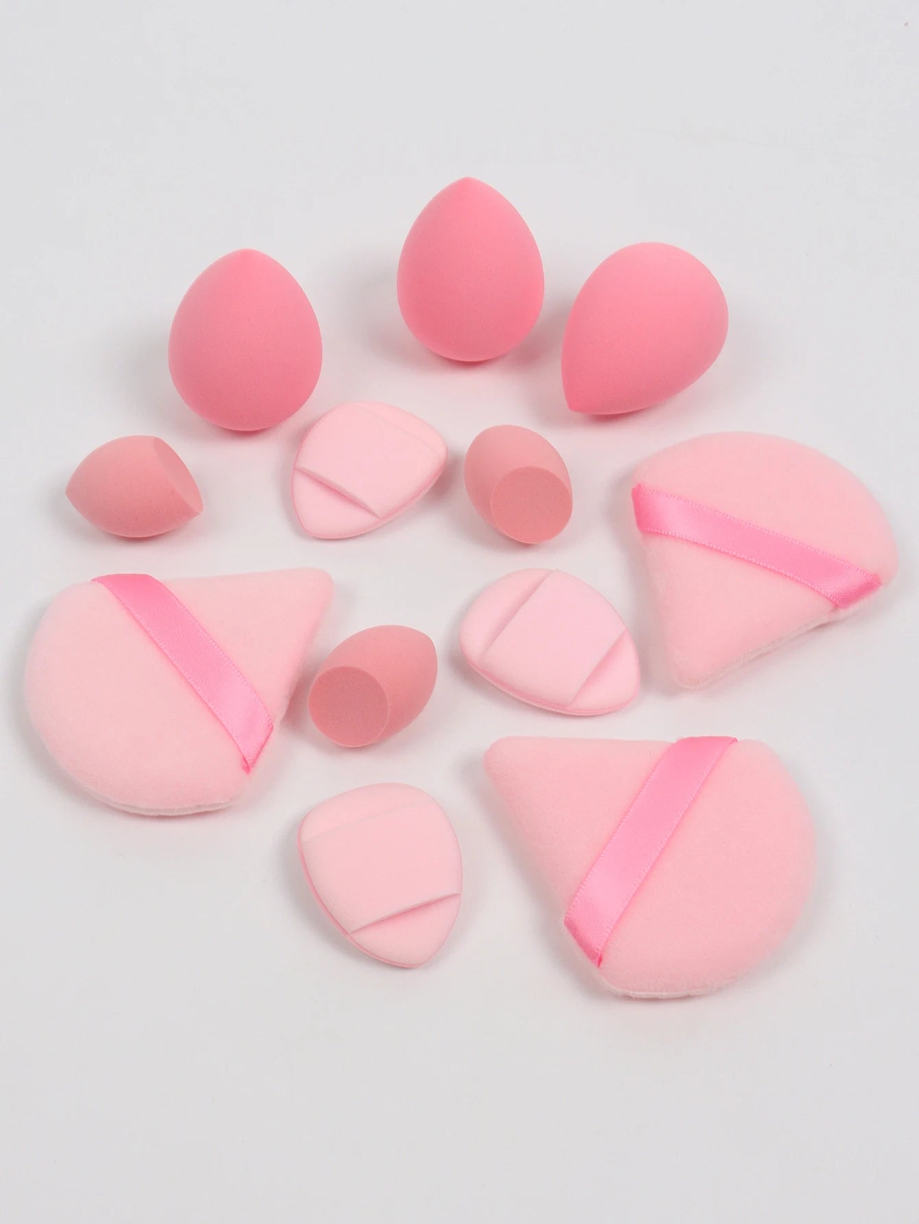 12-Piece All-Purpose Makeup Sponge Set, Made of 3 loose Powder Puffs, 3 Mini Air Cushion Puffs, 3 Beauty Eggs and 3 Mini Beauty