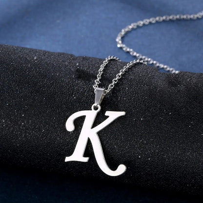 Fashion Letters A-Z Necklace for Women Men Stainless Steel High Quality English Alphabe Necklace A B C D E FGHIJKLMNOPQRSTUVWXYZ