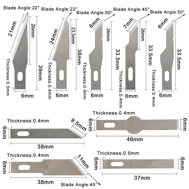 100/50/20Pcs Metal Scalpel Knife Engraving Knife Blades Wood Carving Knife Blade Replacement Surgical Sculpture Cutting Tools