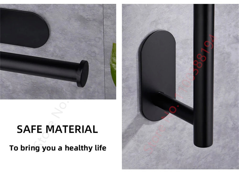 Adhesive Toilet Paper Holder Wall Mount For Bathroom Kitchen Silver Gold Black Towel Storage Stand Stainless Steel Tissue Rack