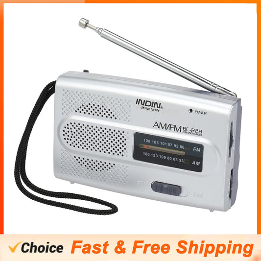 BC-R28 AM FM Radio Telescopic Antenna Radio Speaker Battery Operated Portable Radio Best Reception For Elder Home