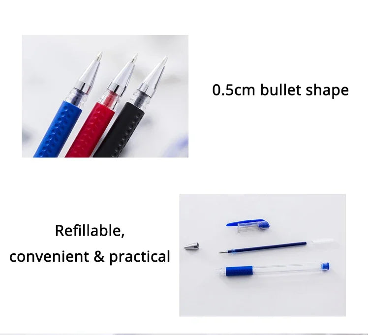 10 Pcs/Set Gel Pens 0.5mm Bullet Tip Ballpoint Pens Black/Blue/Red Ink School Stationery Writing Supplies office accessories