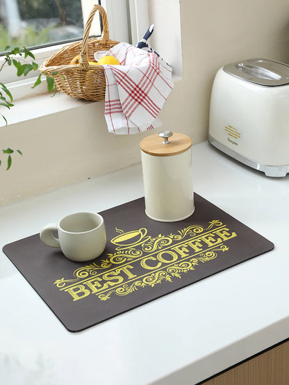 Absorbent coffee mat solid color placemat kitchen cutlery drying mat bottle cutlery placemat floor carpet Cup and bowl drain pad