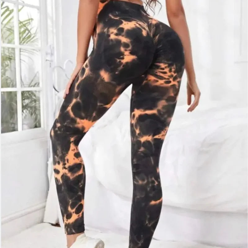 Tie Dye Seamless Leggings Women for Gym Yoga Pants Push Up Workout Sports Leggings  High Waist Tights Ladies Fitness Clothing