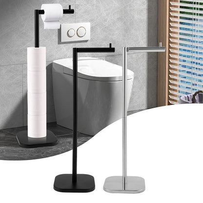 Freestanding Toilet Roll Holders Stainless Steel Toilet Paper Stand Anti-Rust Space Bathroom Tissue Rack Paper Dispenser Storage