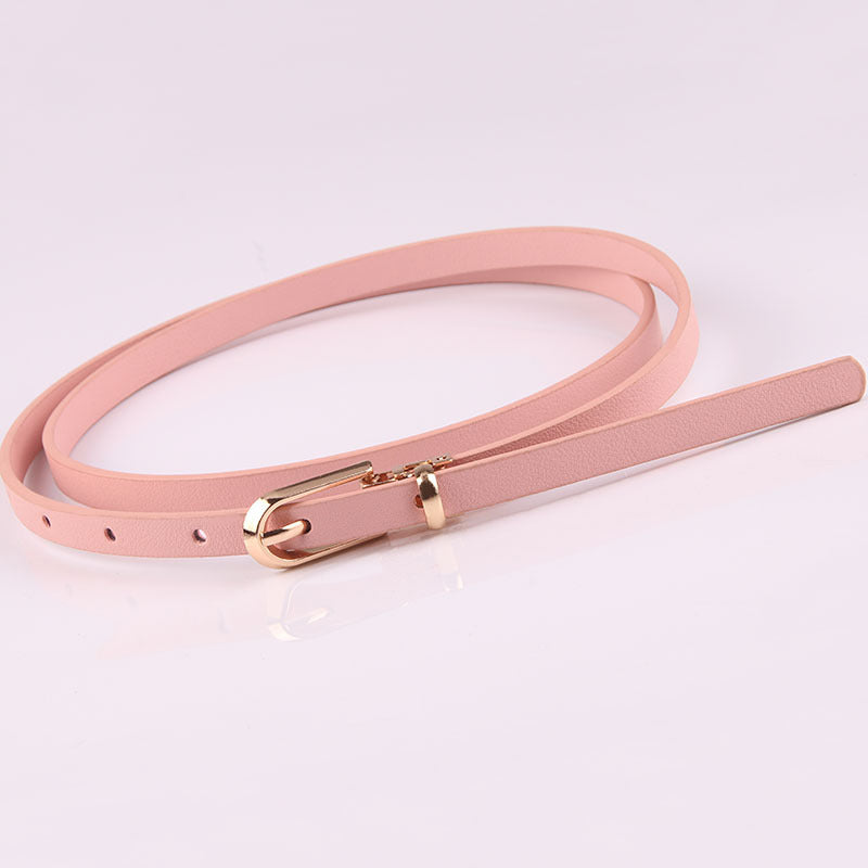 Fashion Black Blue White Pink Red Women Belts Thin Skinny Waistband Pin Buckle Adjustable Belt Summer Dress Jeans Strap Pu Belts