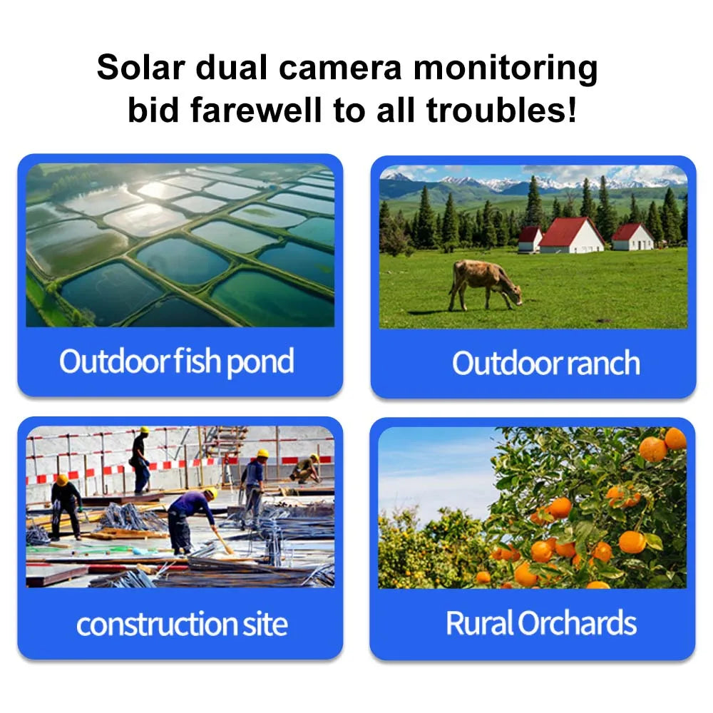 8MP 4K WiFi Solar Camera Outdoor Wireless CCTV Surveillance Camera With Solar Panel Dual Lens PTZ IP Cam Security Protection