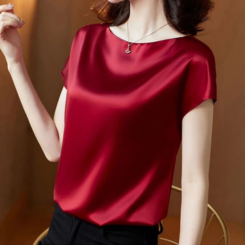 2024 ZANZEA Summer Fashion Blouse Elegant Short Sleeve Satin Shirt Women Stylish OL Work Shirt Female Party Blusas Tunic Chemise