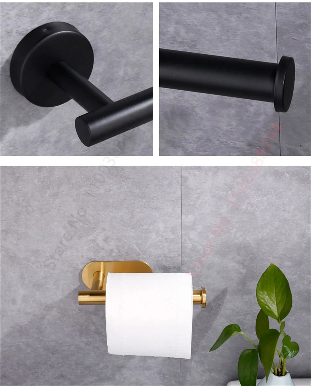 Adhesive Toilet Paper Holder Wall Mount For Bathroom Kitchen Silver Gold Black Towel Storage Stand Stainless Steel Tissue Rack