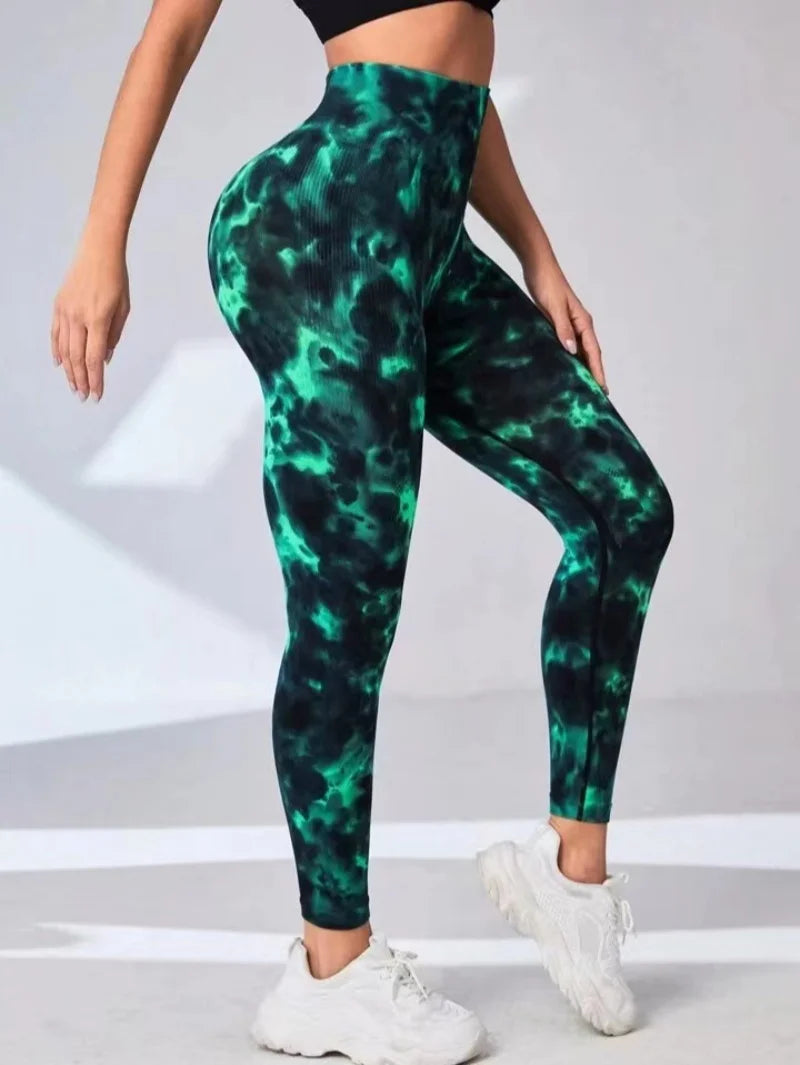 Tie Dye Seamless Leggings Women for Gym Yoga Pants Push Up Workout Sports Leggings  High Waist Tights Ladies Fitness Clothing