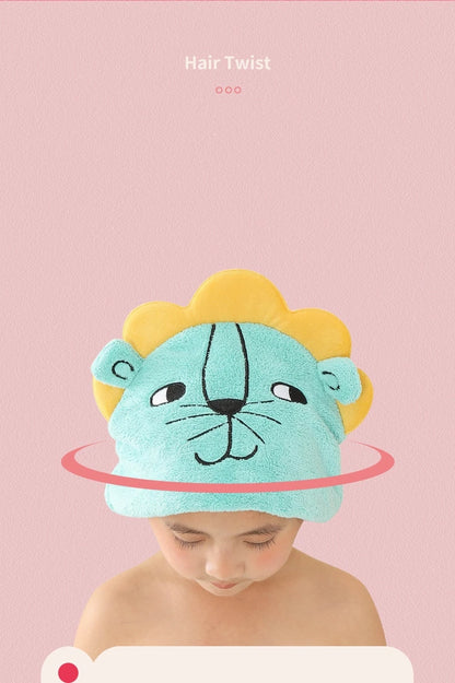 Cute Cartoon Animal Child Hair Towel Cap Drying Hat Quick-dry Microfiber Super Absorption Hair Twist  Kid Bath Hat Bathroom