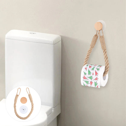 Nail-free Paper Towel Holders Rack Bathroom Towel Hook Toilet Paper Holder Towel Rack Beige Hemp Color