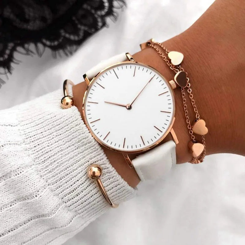 Luxury Rose Gold Watch Women Bracelet Watches Top Brand Ladies Casual Quartz Watch Steel Women's Wristwatch Montre Femme Relogio